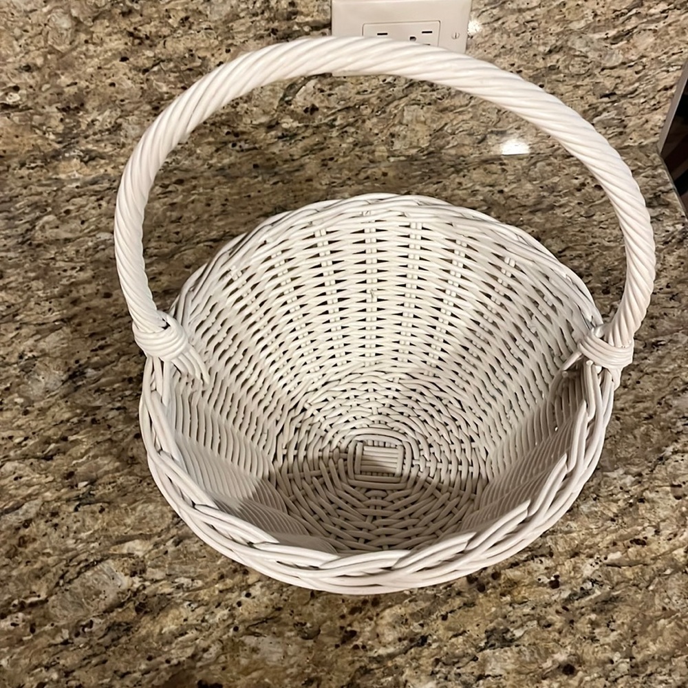Pottery Barn Kids Small White Easter Basket 14” tall x 11” across opening
